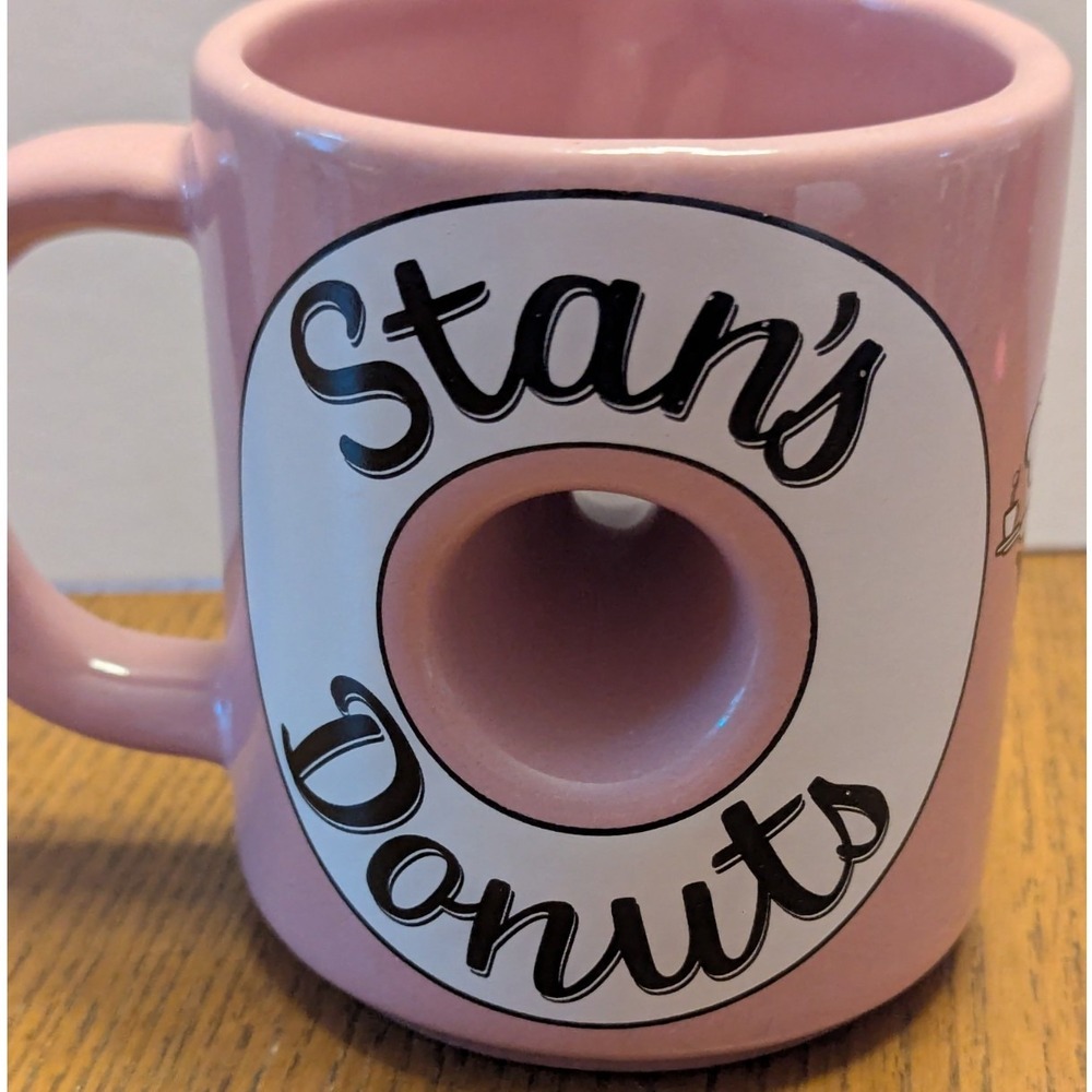 Stan's Donuts Chicago‎ Coffee Mug Pink Doughnut Hole Cup Ceramic Made In USA